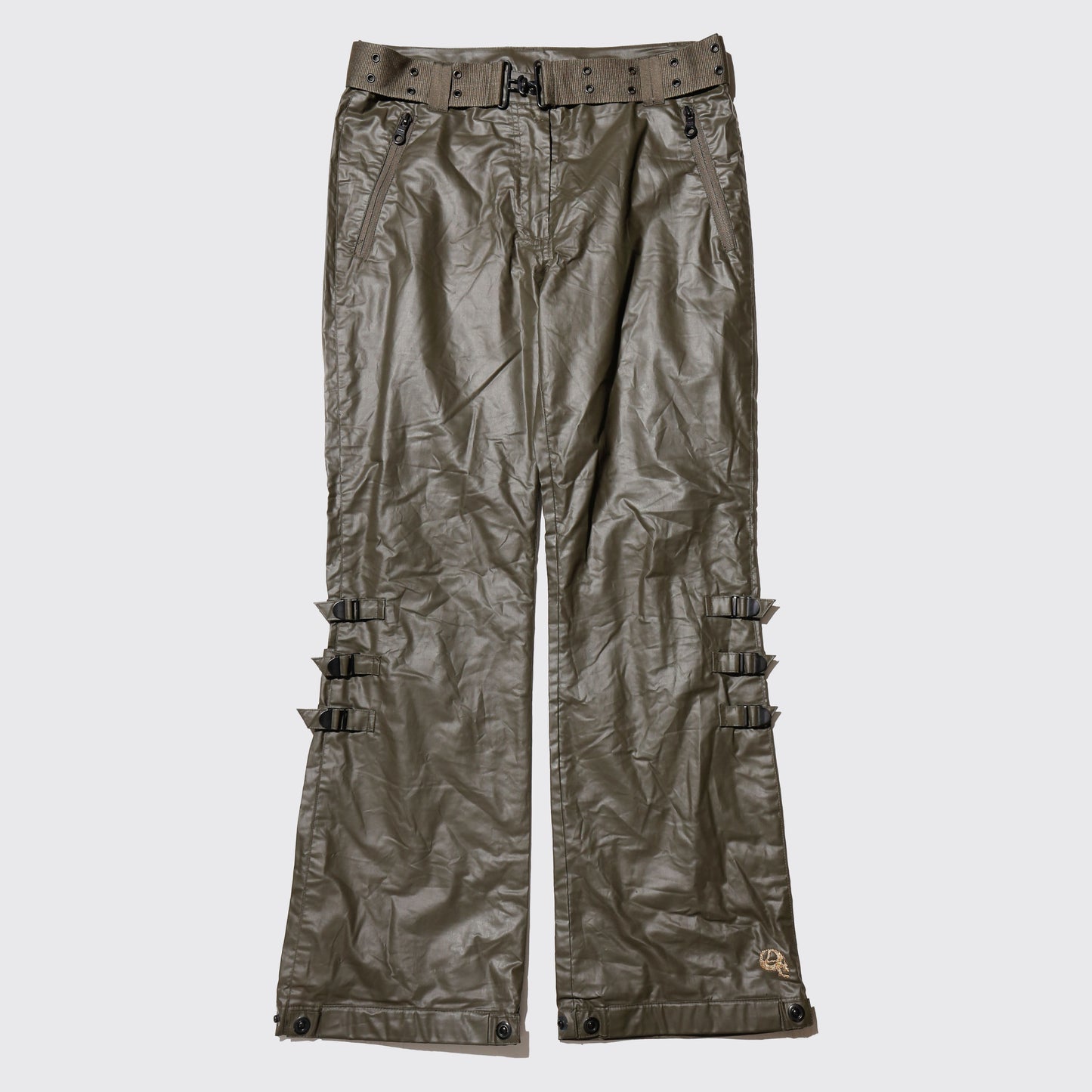 vintage coating buckled flare trousers