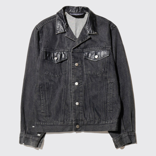 vintage leather combi trucker jacket