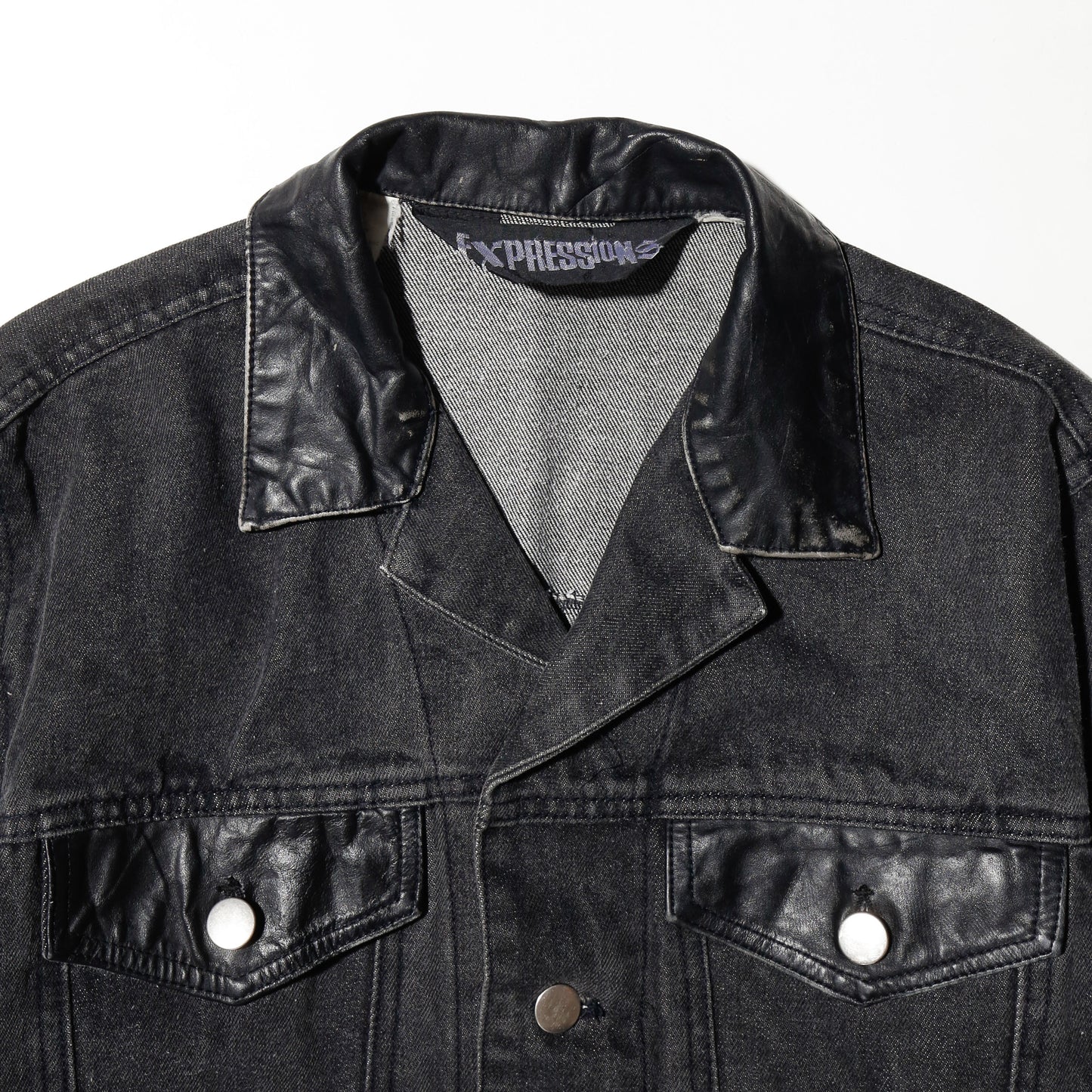vintage leather combi trucker jacket