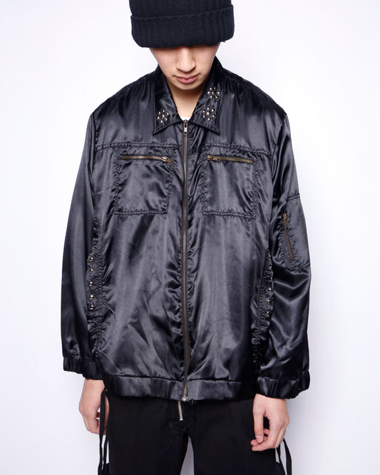 vintage studs satin utility jacket