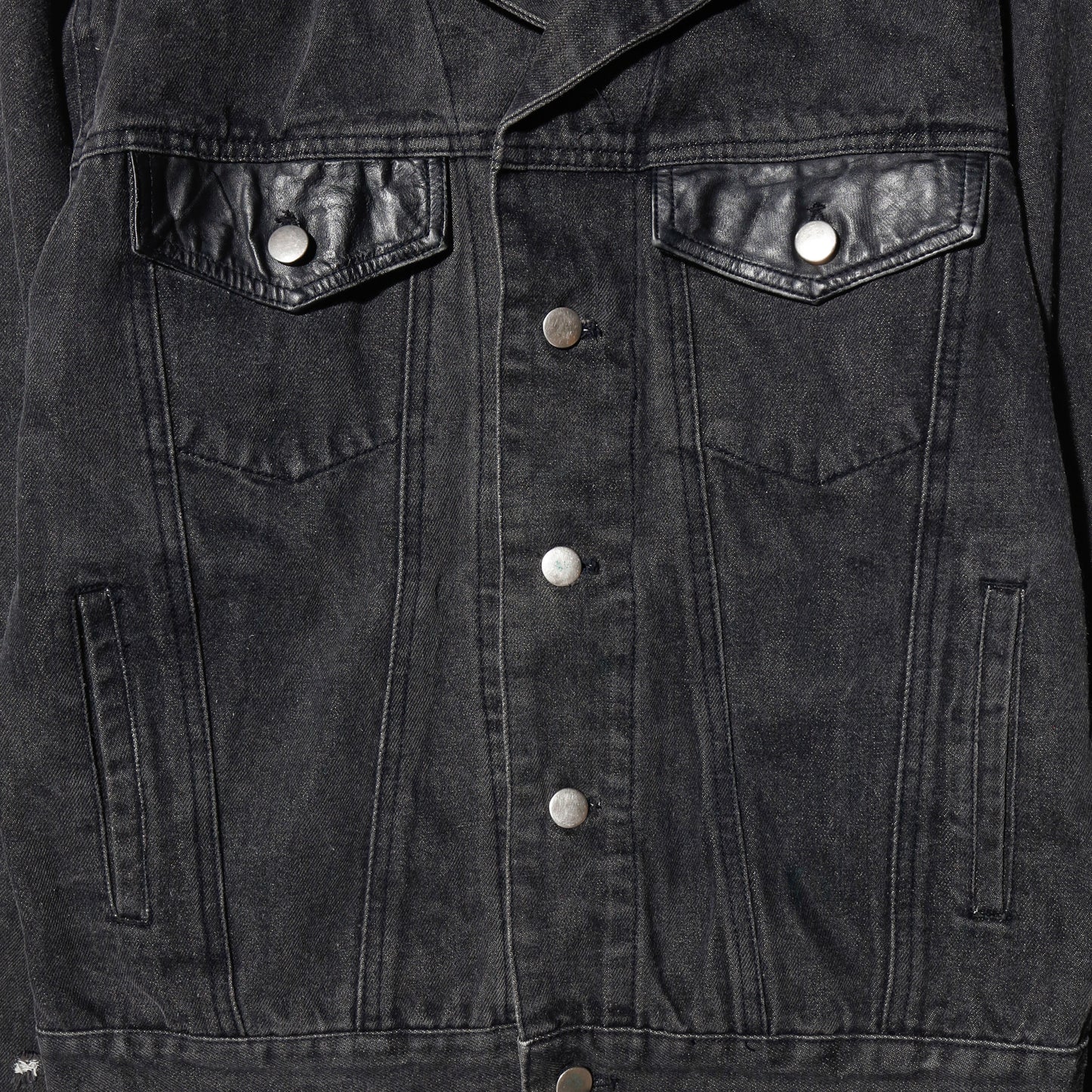 vintage leather combi trucker jacket