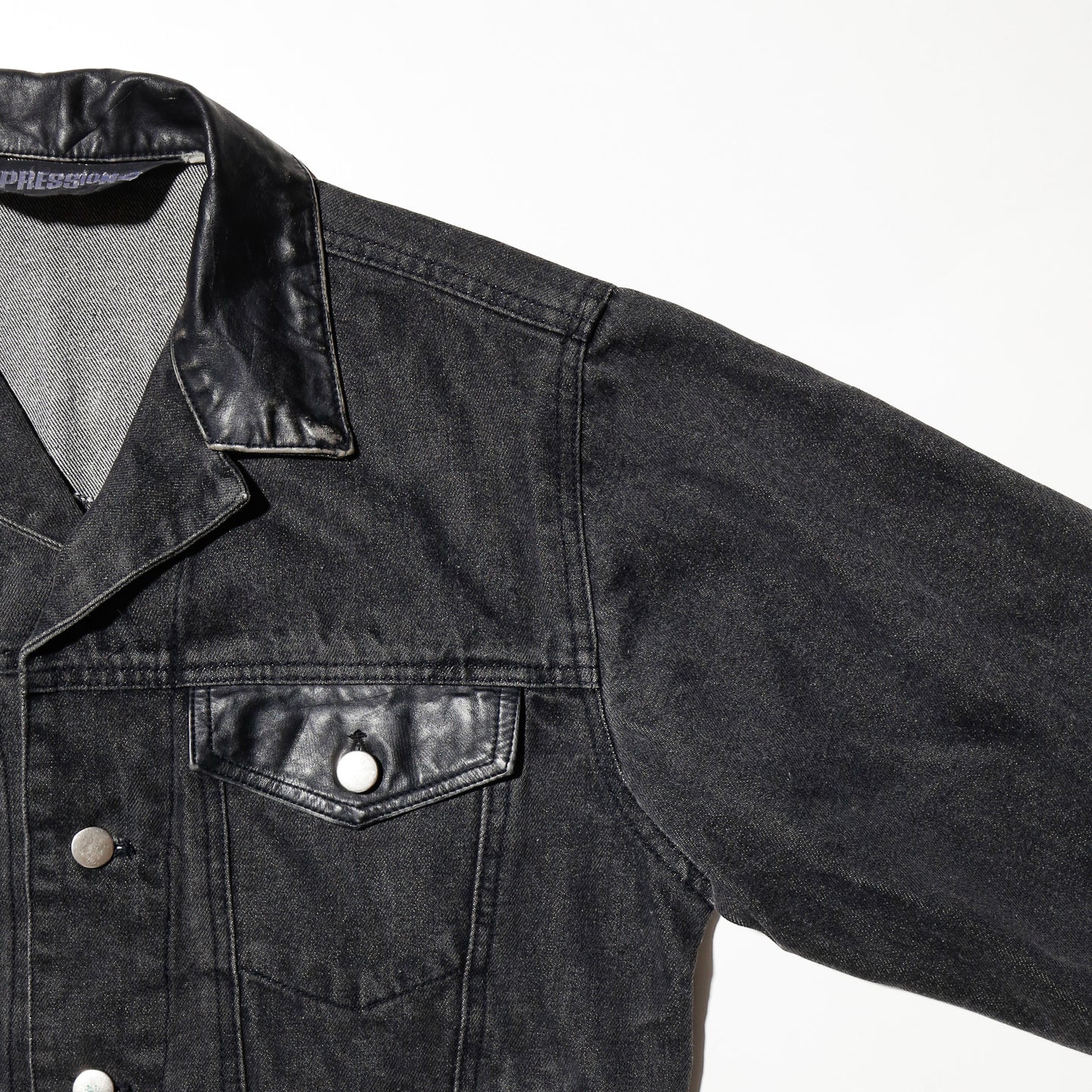 vintage leather combi trucker jacket