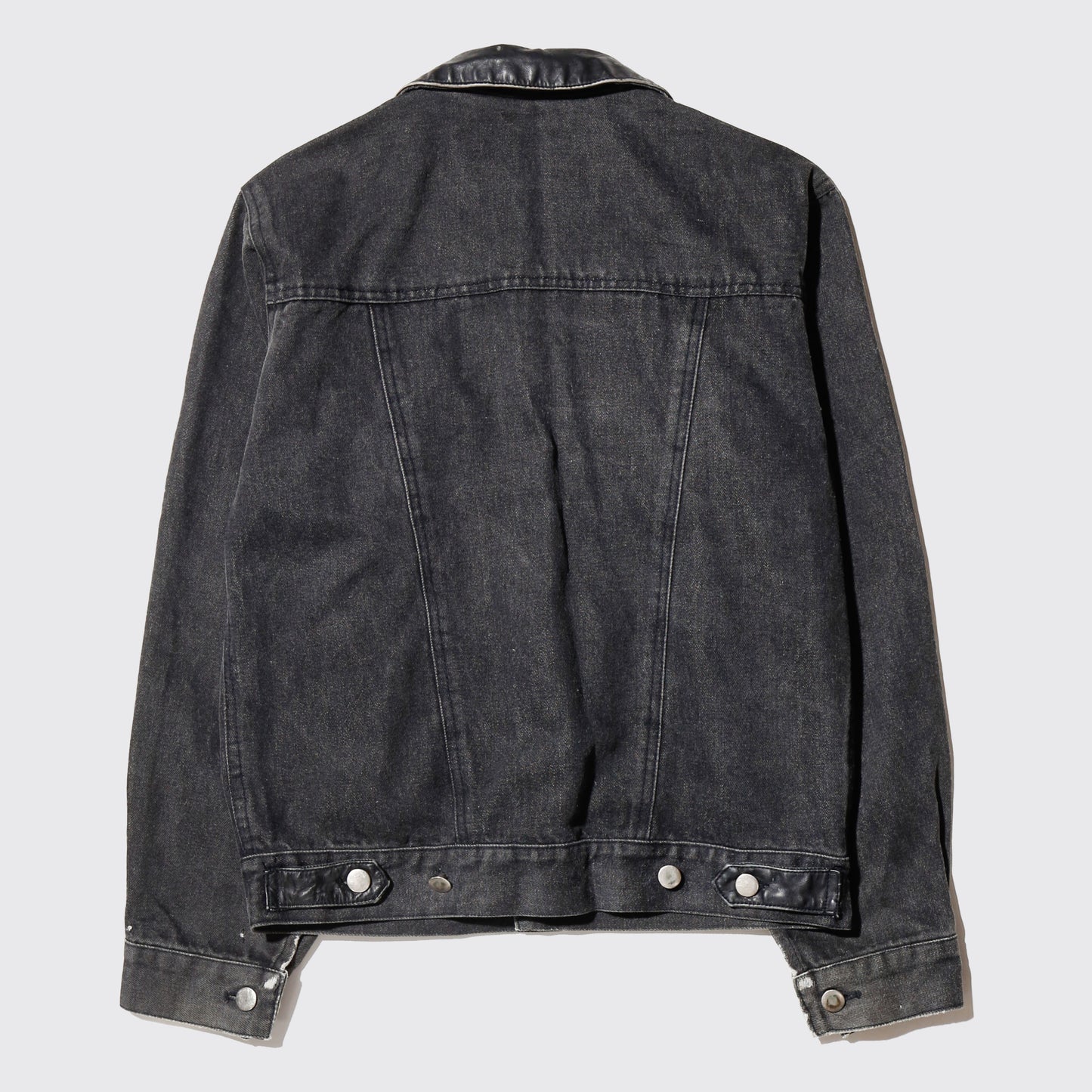 vintage leather combi trucker jacket