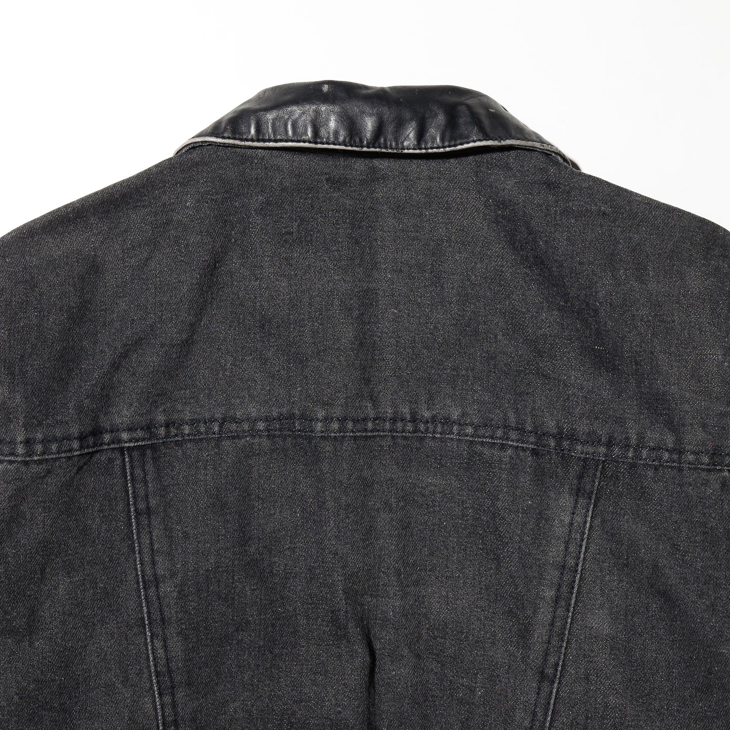 vintage leather combi trucker jacket