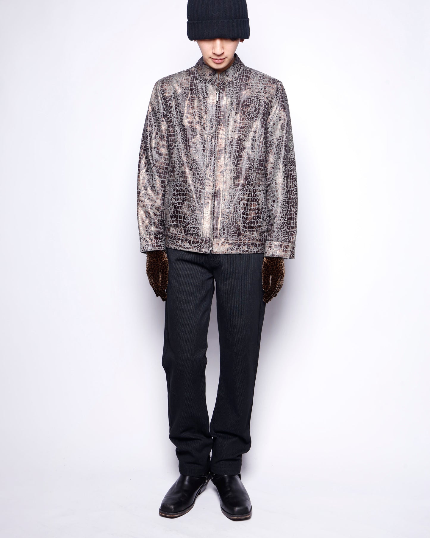 vintage chico's reversible metalic python jacket