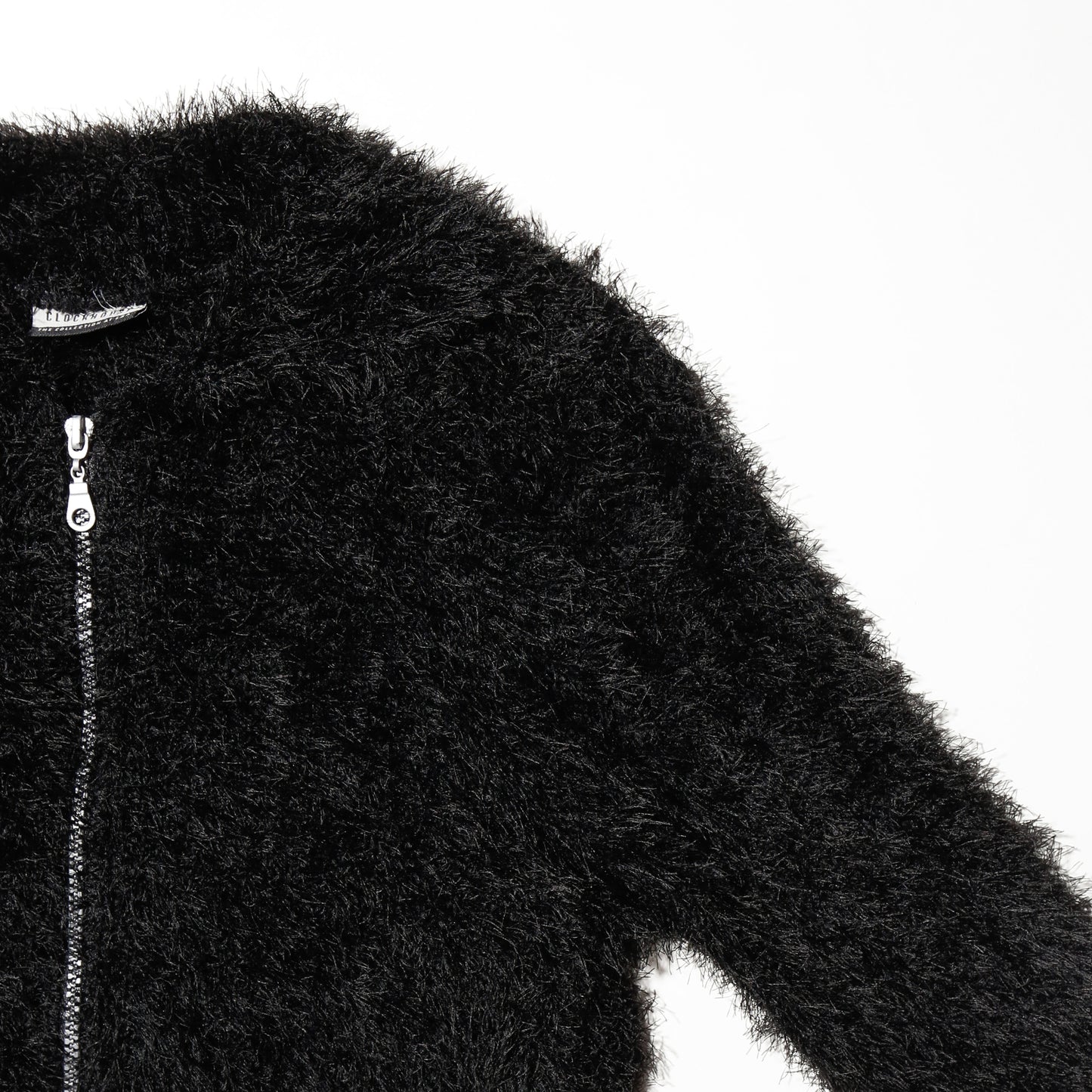 vintage cropped shaggy knit jacket