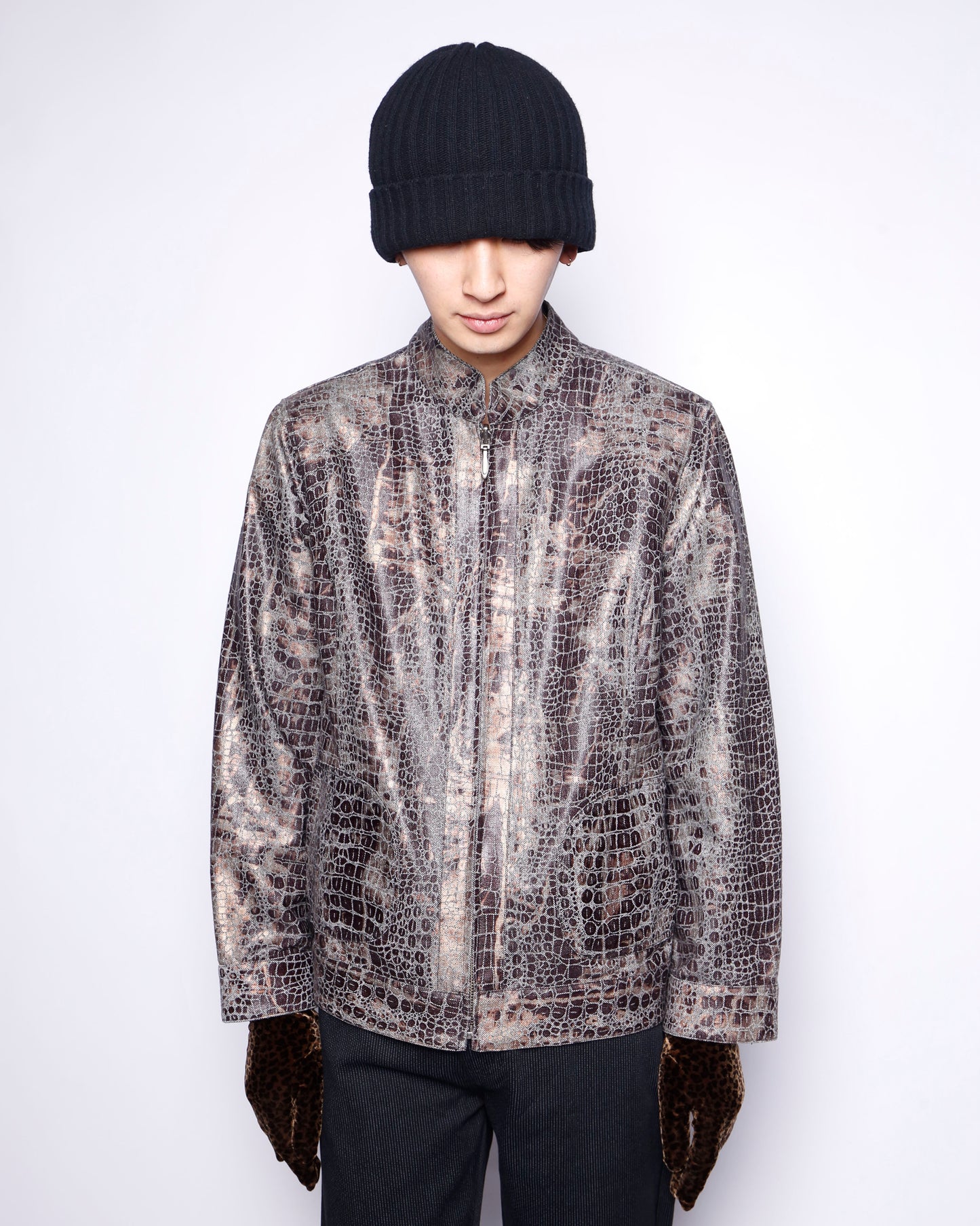 vintage chico's reversible metalic python jacket