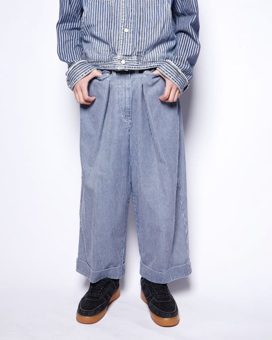 vintage hickory stripe tuck cropped trousers