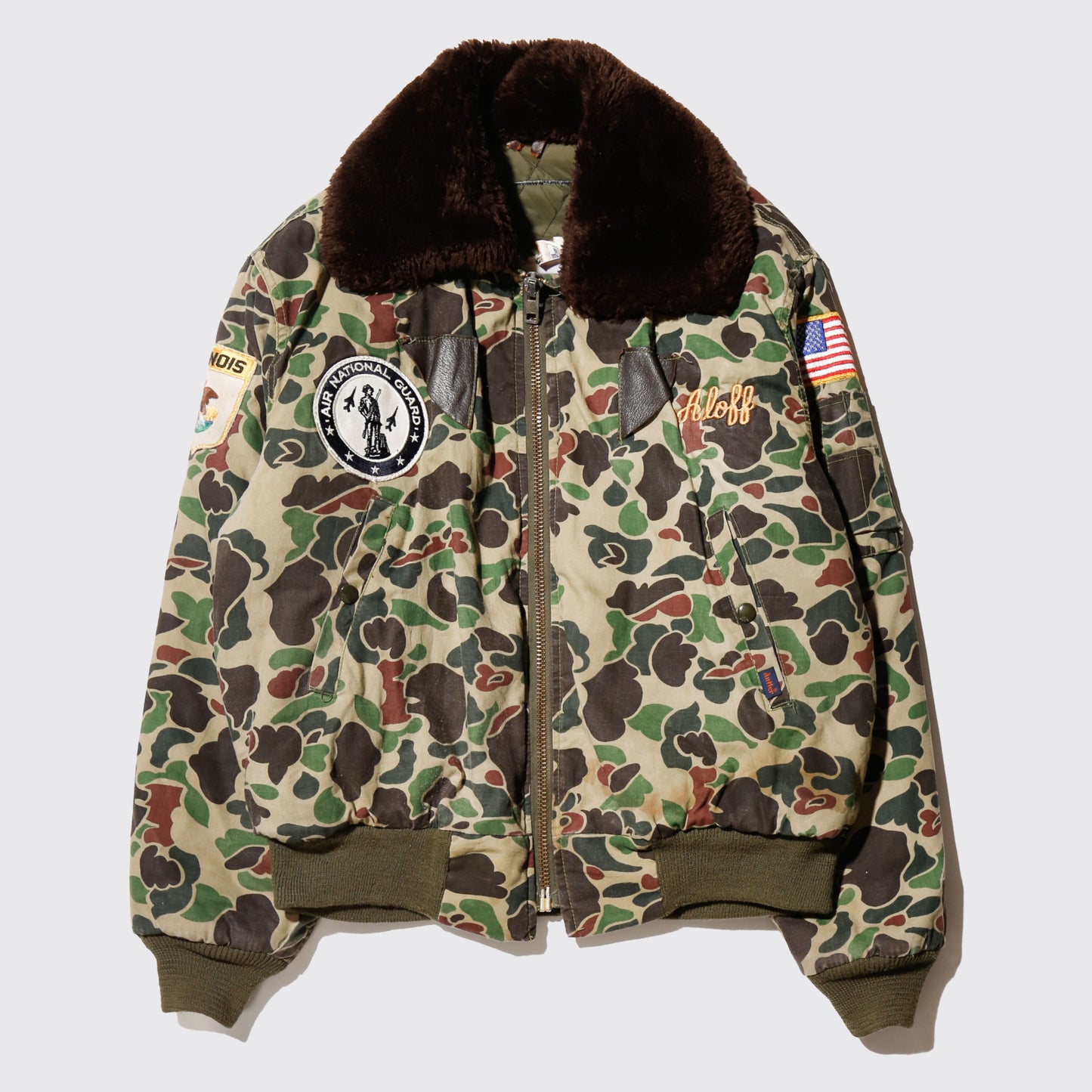 vintage 70-80's boa collar souvenir bomber jacket