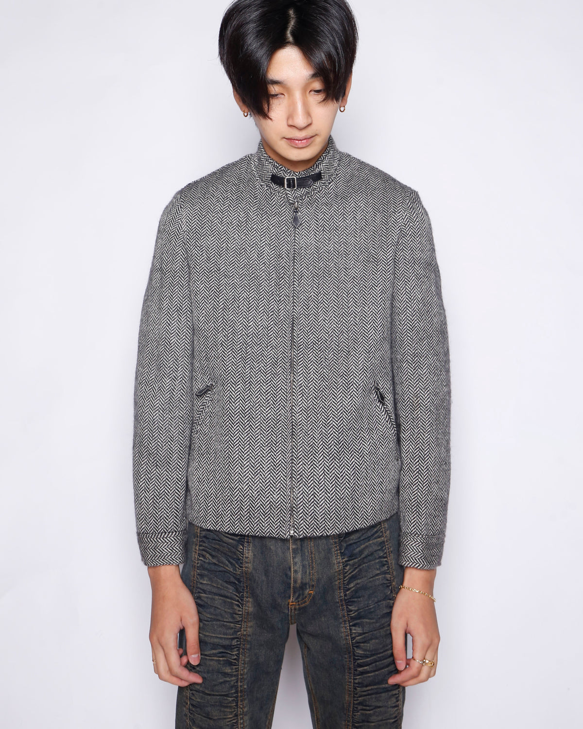 vintage lauren ralph lauren chin strap herringbone jacket
