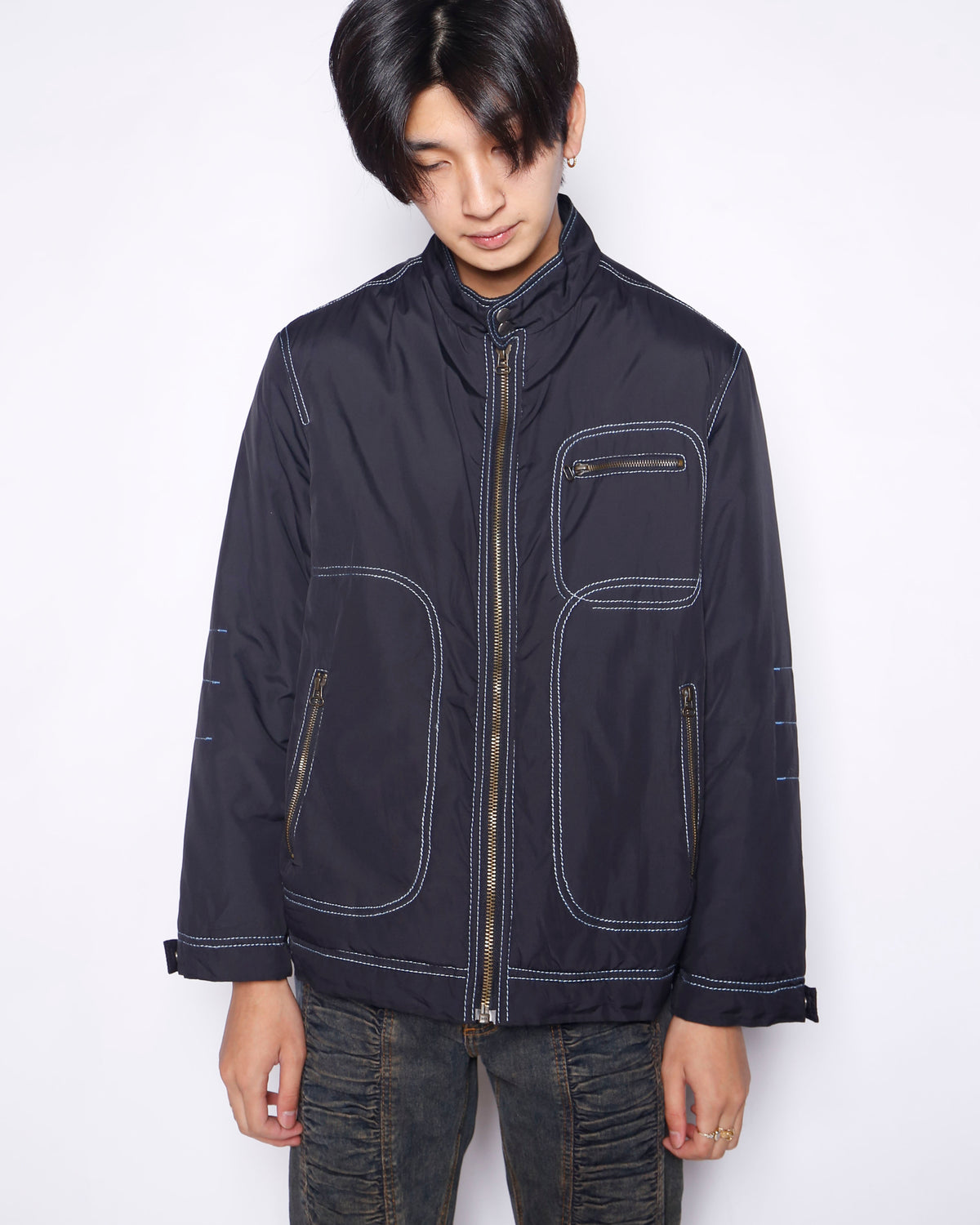 vintage elle homme stitched riding jacket