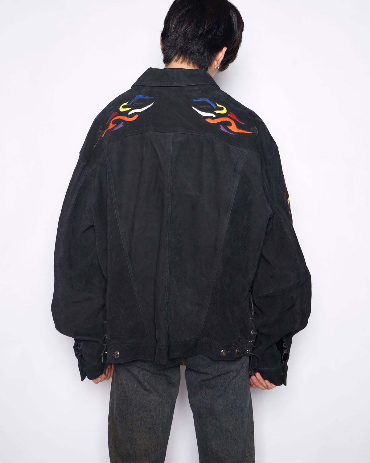 vintage tribal leather trucker jacket