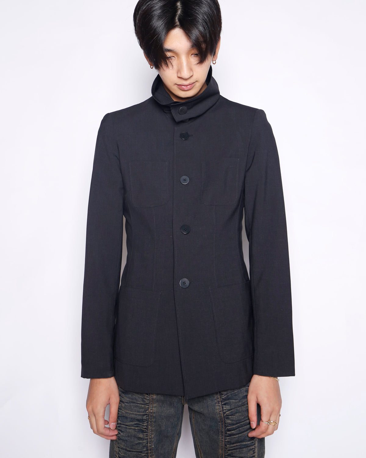 vintage stand collar torso jacket