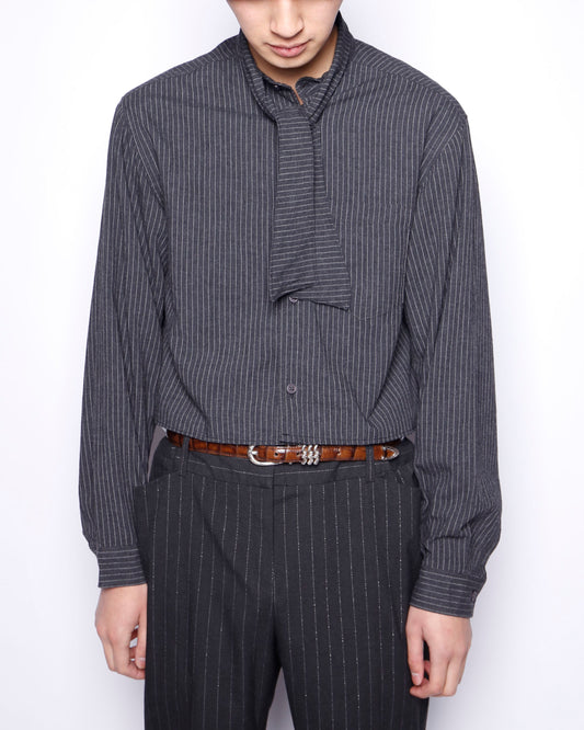 *one-off stripe cropped bowtie shirt