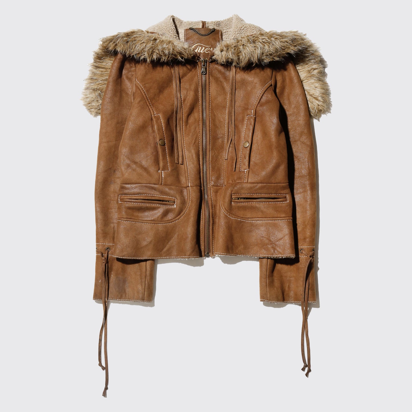 vintage 00's guess n-2b type faux suede jacket