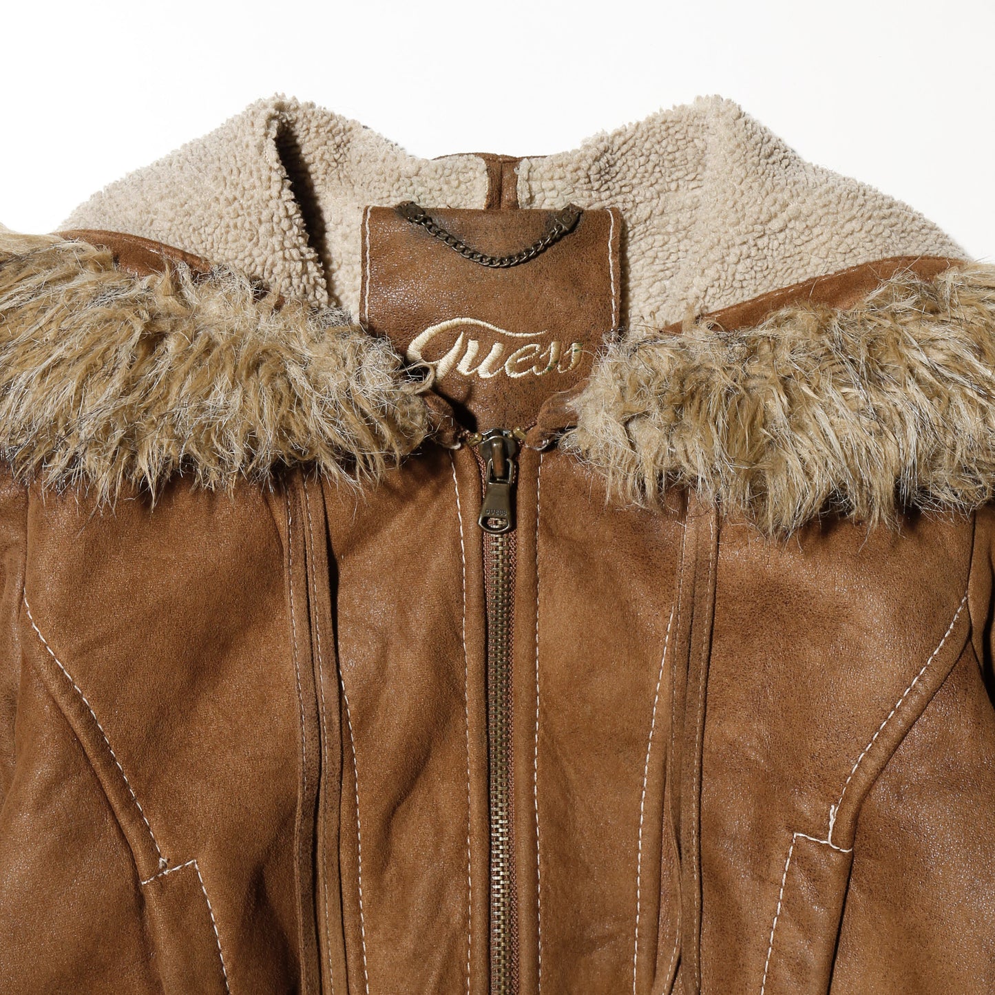 vintage 00's guess n-2b type faux suede jacket