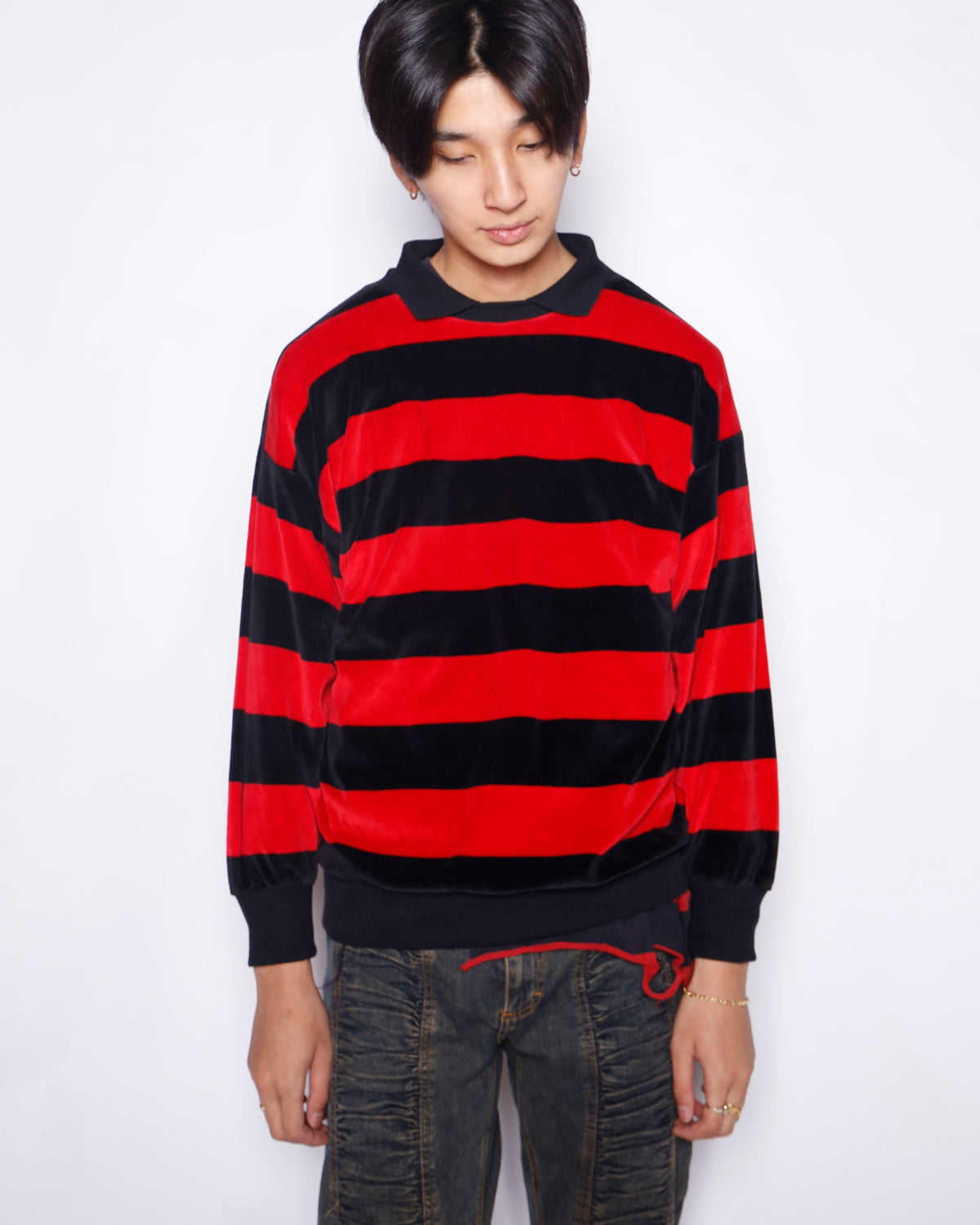 vintage with collar border pile sweat