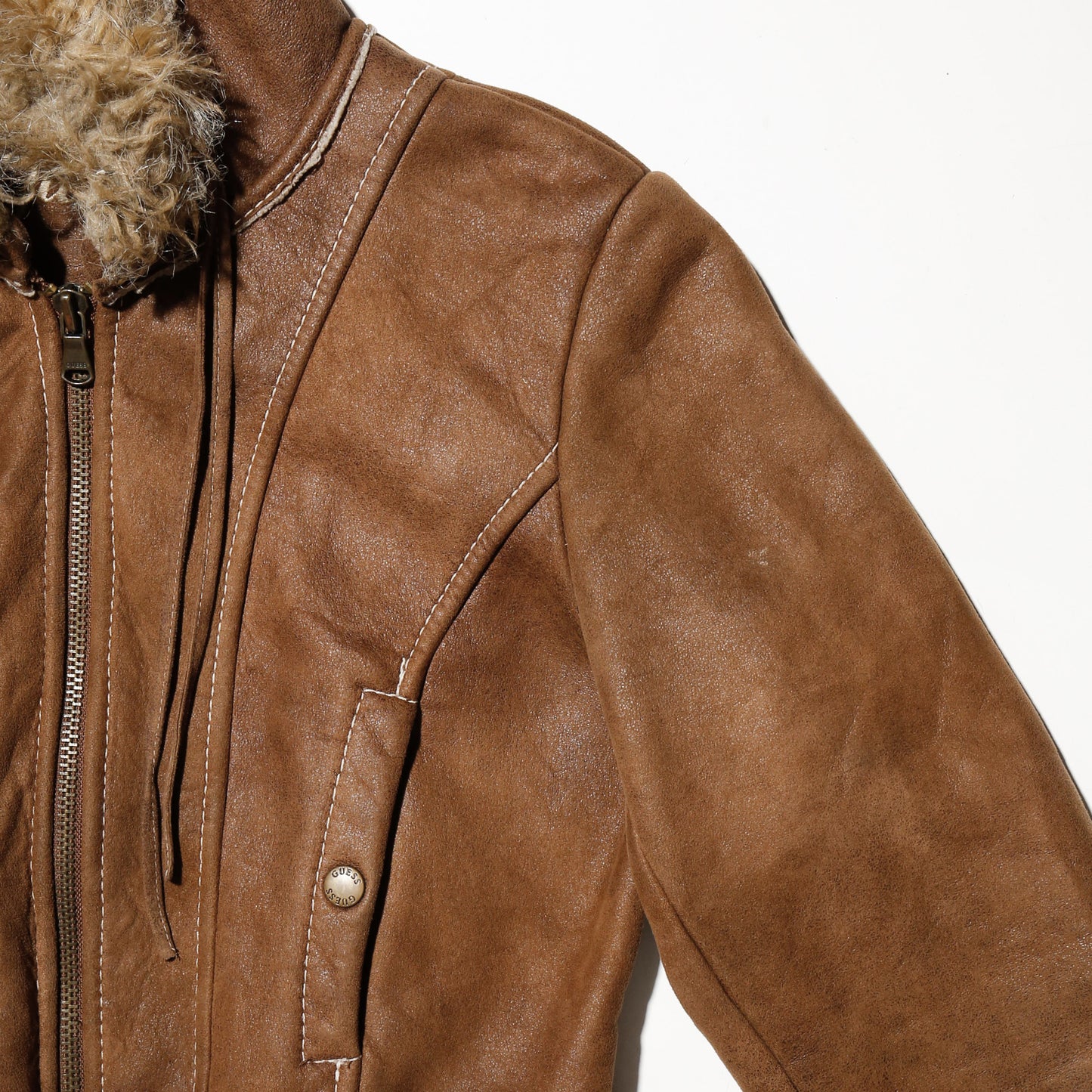 vintage 00's guess n-2b type faux suede jacket