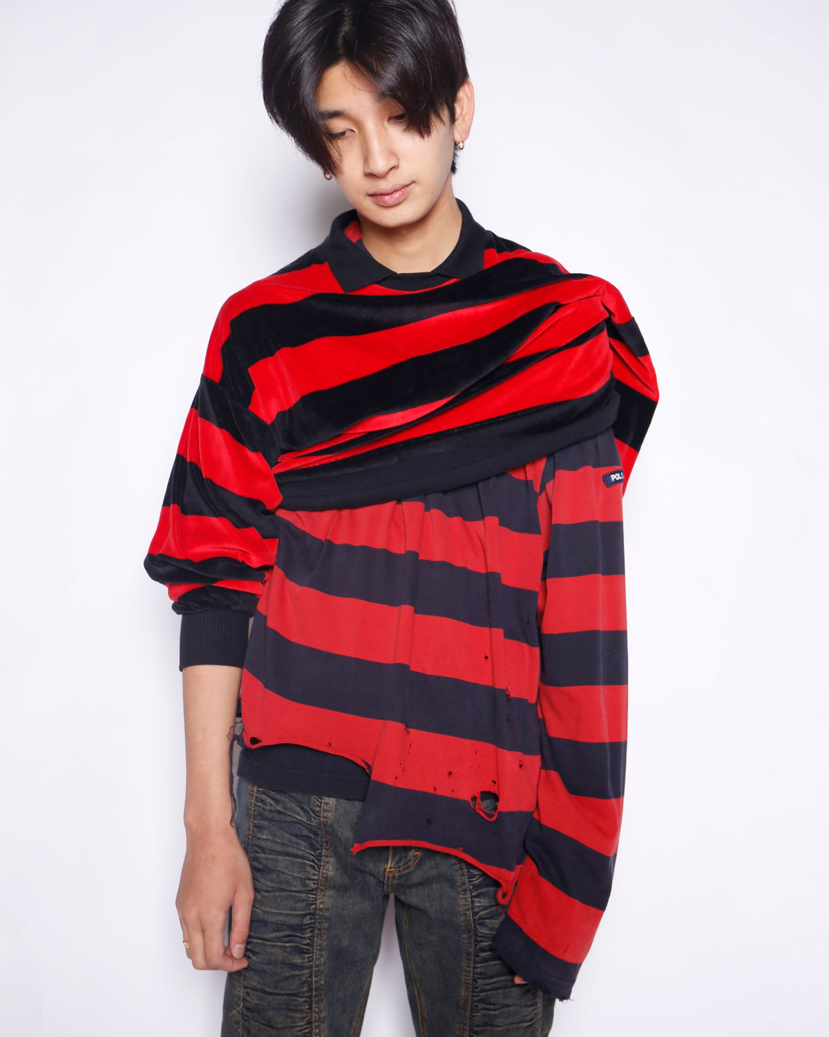 vintage with collar border pile sweat