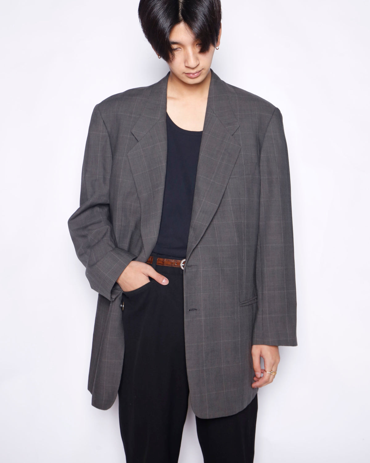 vintage 80's Giorgio Armani 2b check tailored jacket