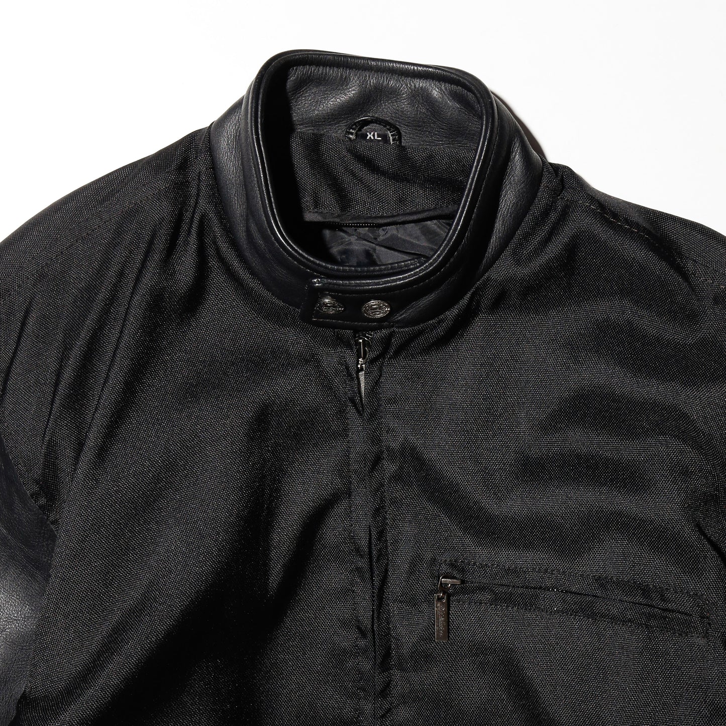 vintage leather sleeve single motorcycle jacket