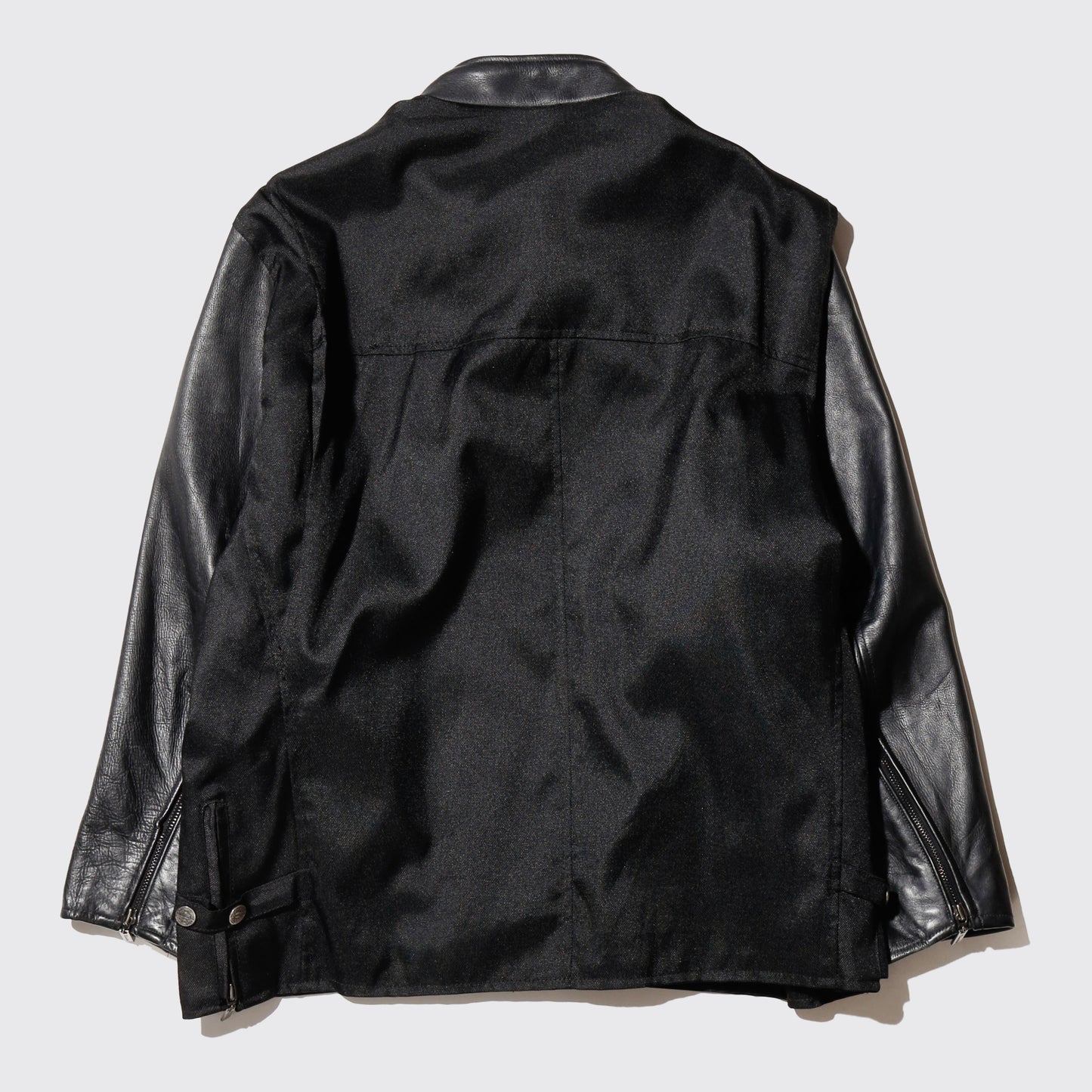vintage leather sleeve single motorcycle jacket