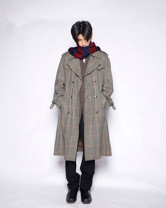 vintage 70's euro houndstooth trench coat
