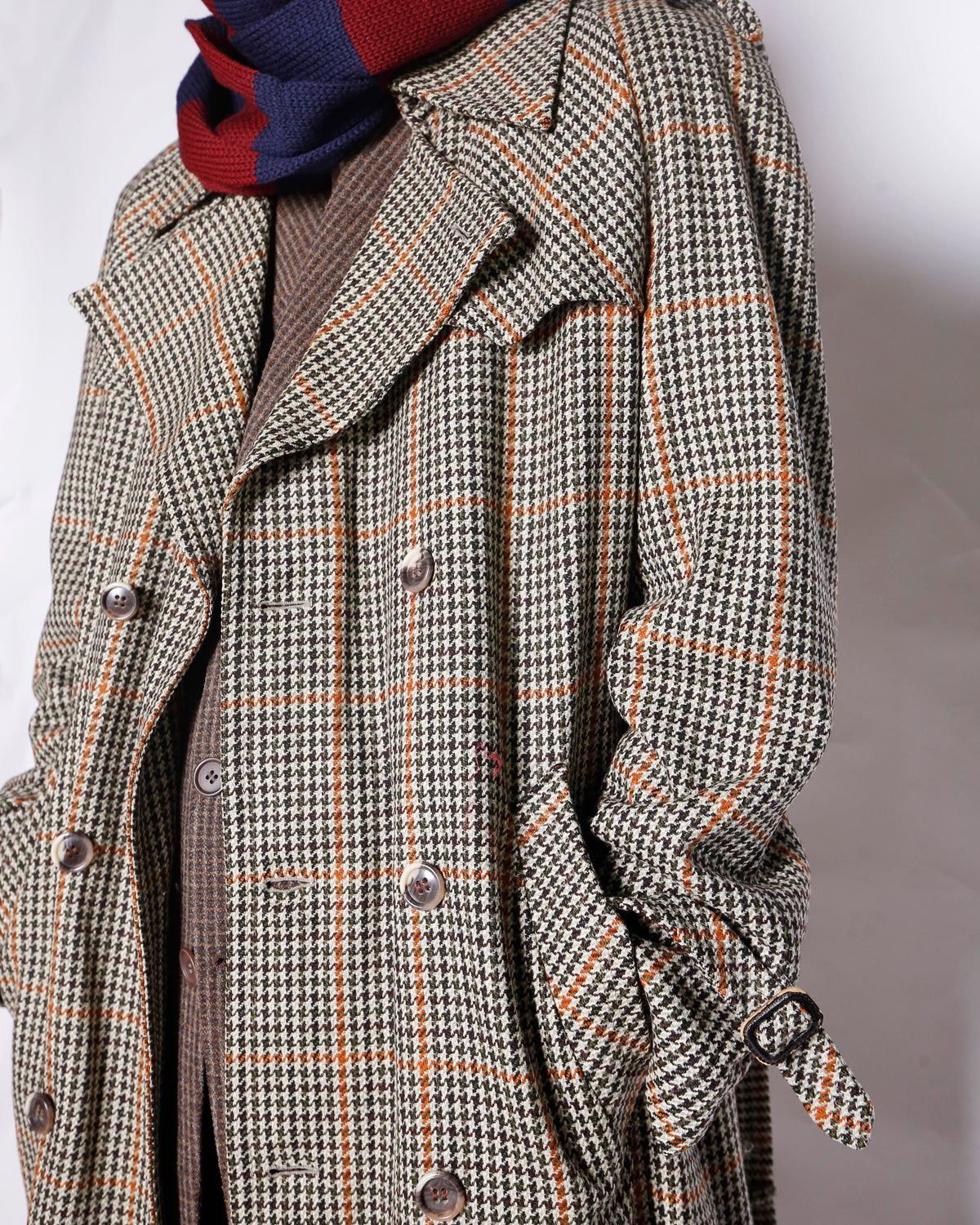 vintage 70's euro houndstooth trench coat