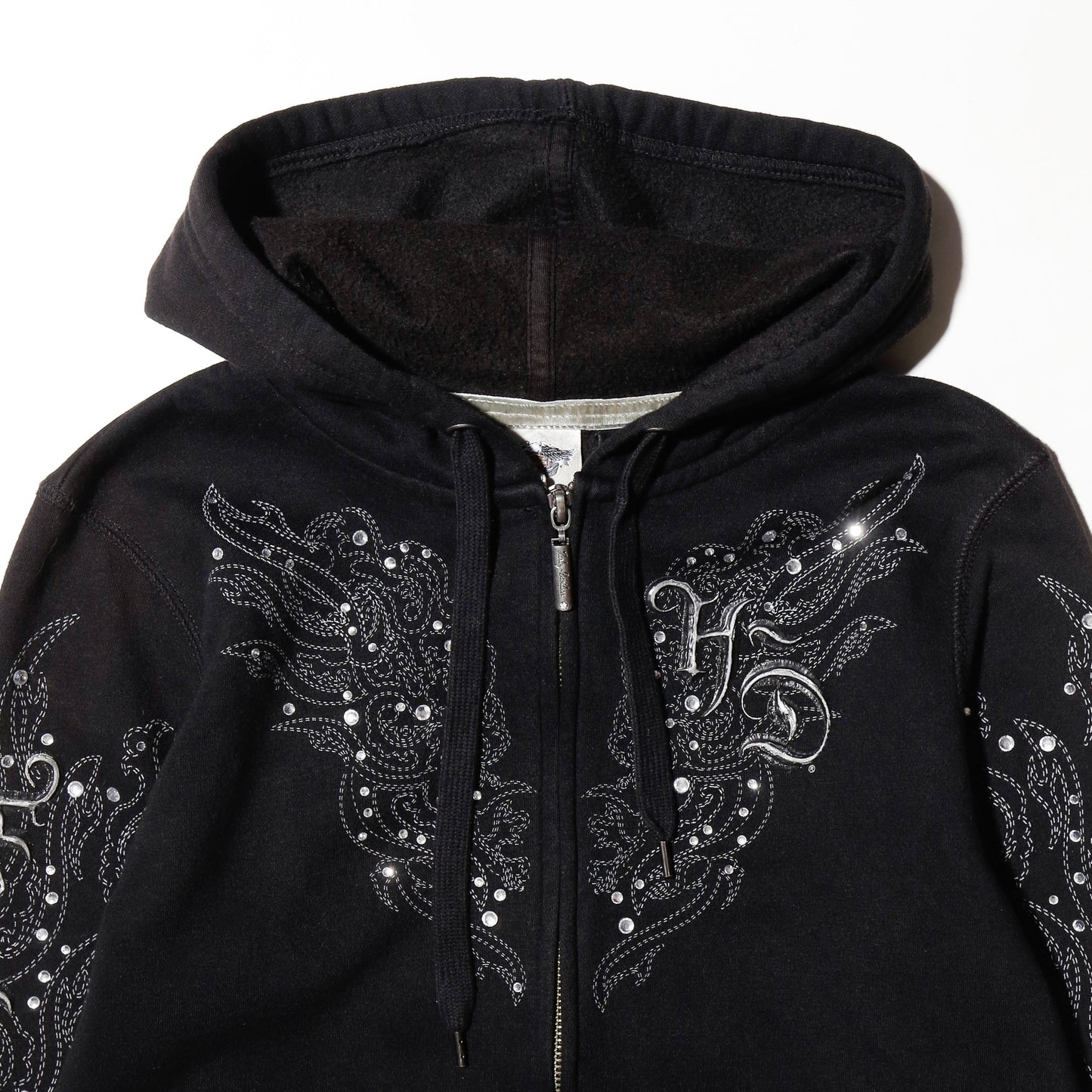 vintage 00's harley-davidson broderie/rinestone tatoo hoodie