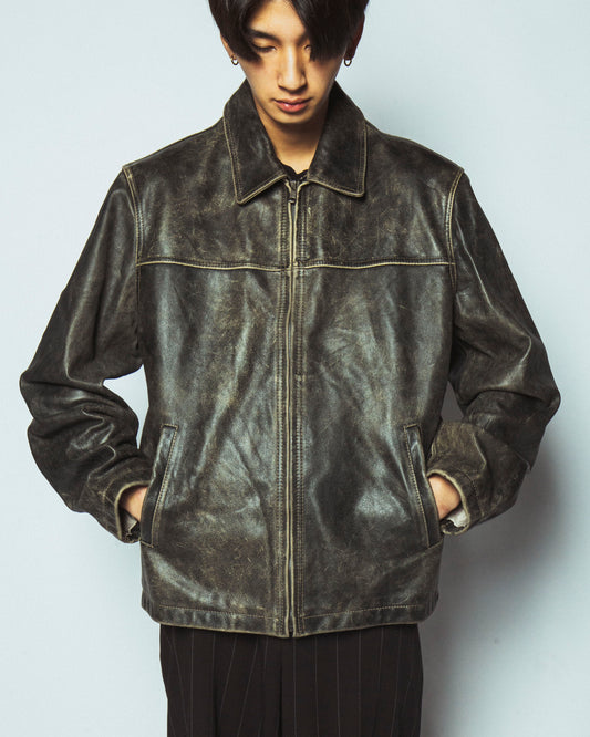 vintage faded leather jacket