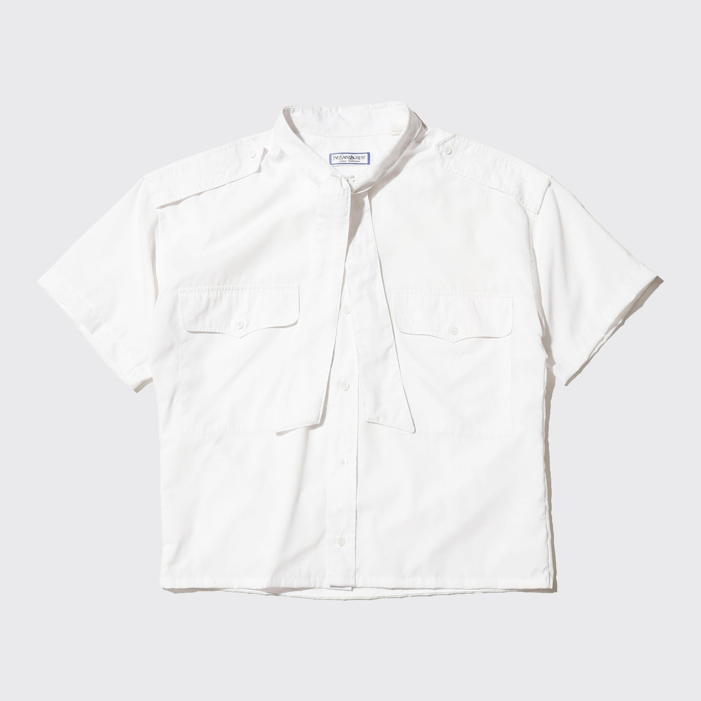 *one-off 80's Yves Saint Laurent epaulet bowtie shirt