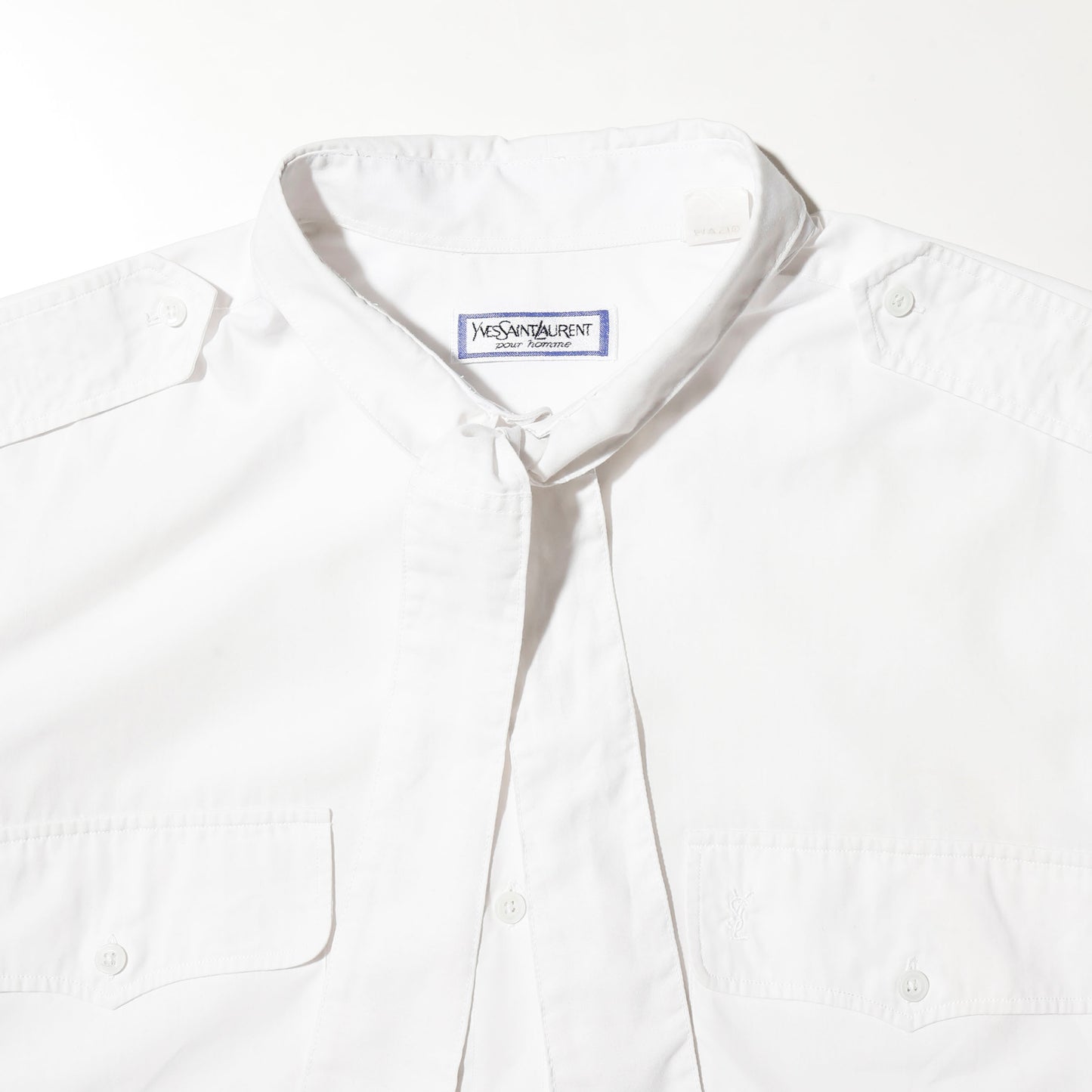 *one-off 80's Yves Saint Laurent epaulet bowtie shirt