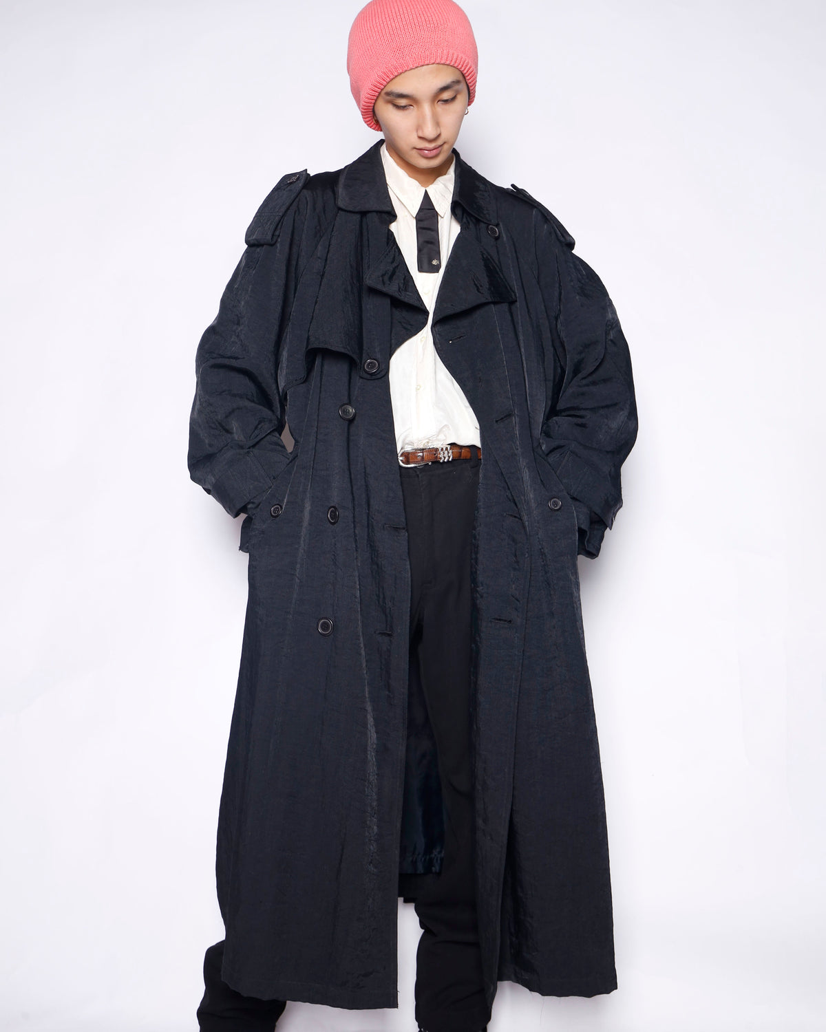 vintage 00's washer nylon long trench coat