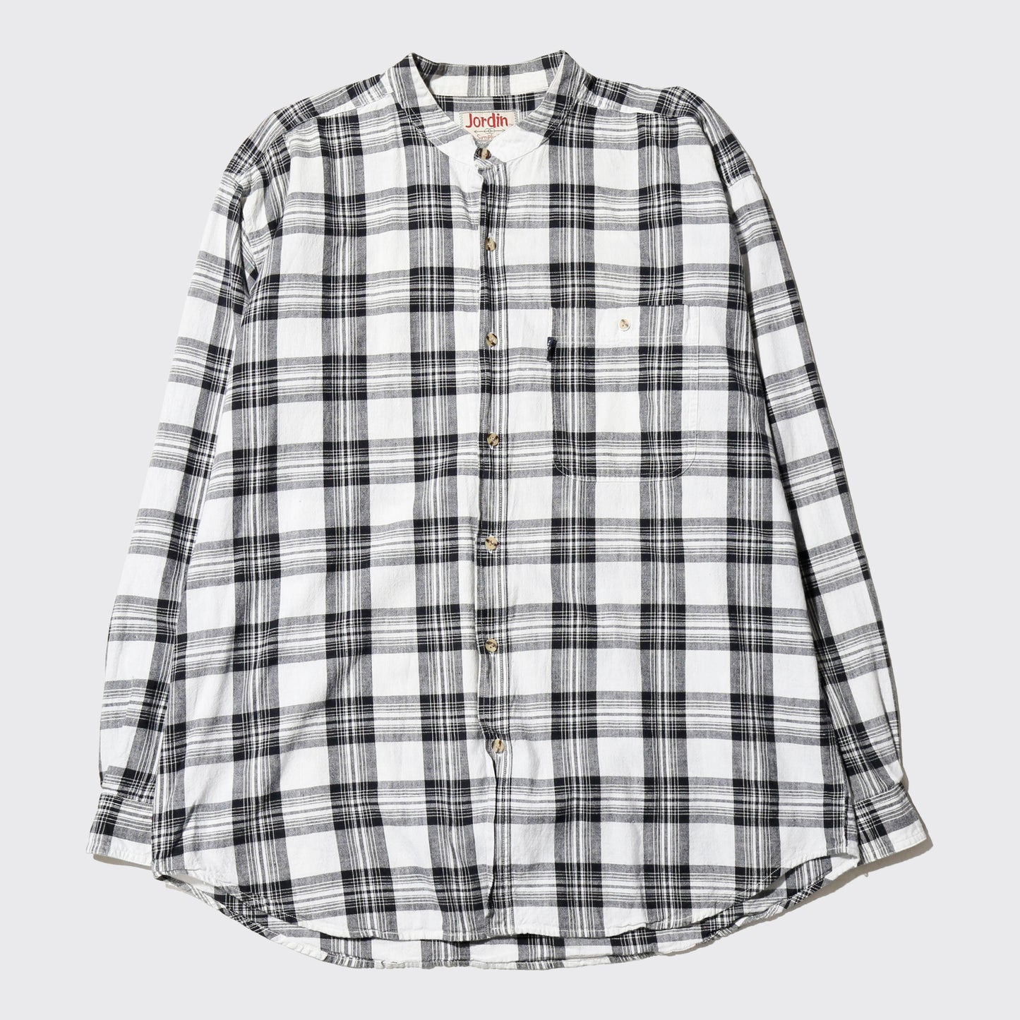 vintage band collar check shirt
