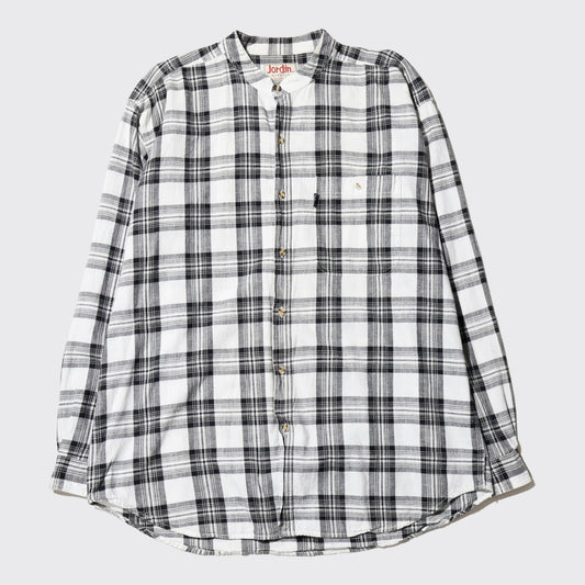 vintage band collar check shirt