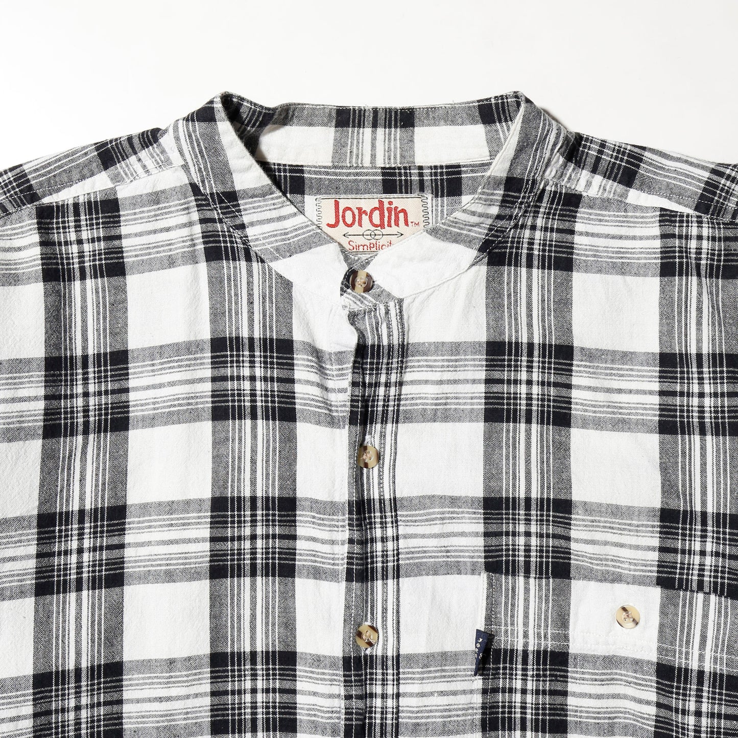 vintage band collar check shirt