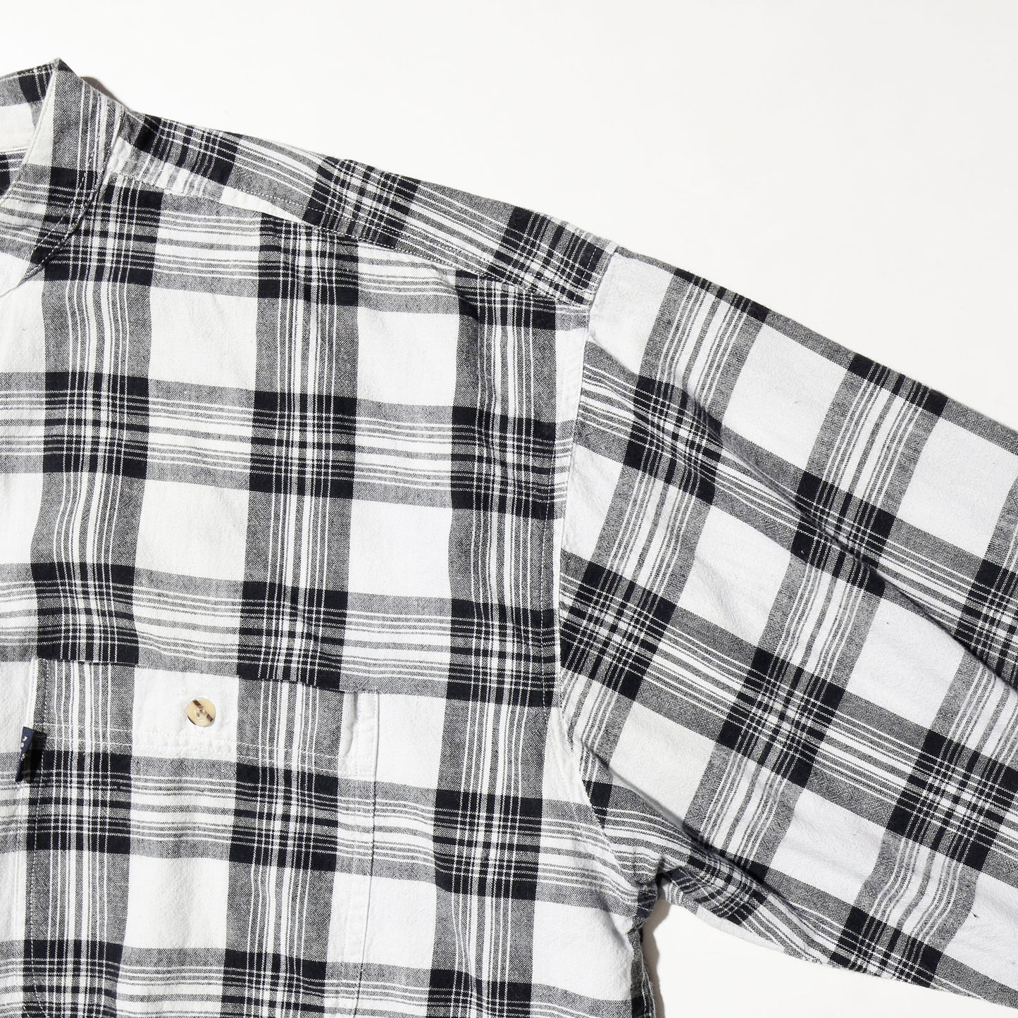 vintage band collar check shirt