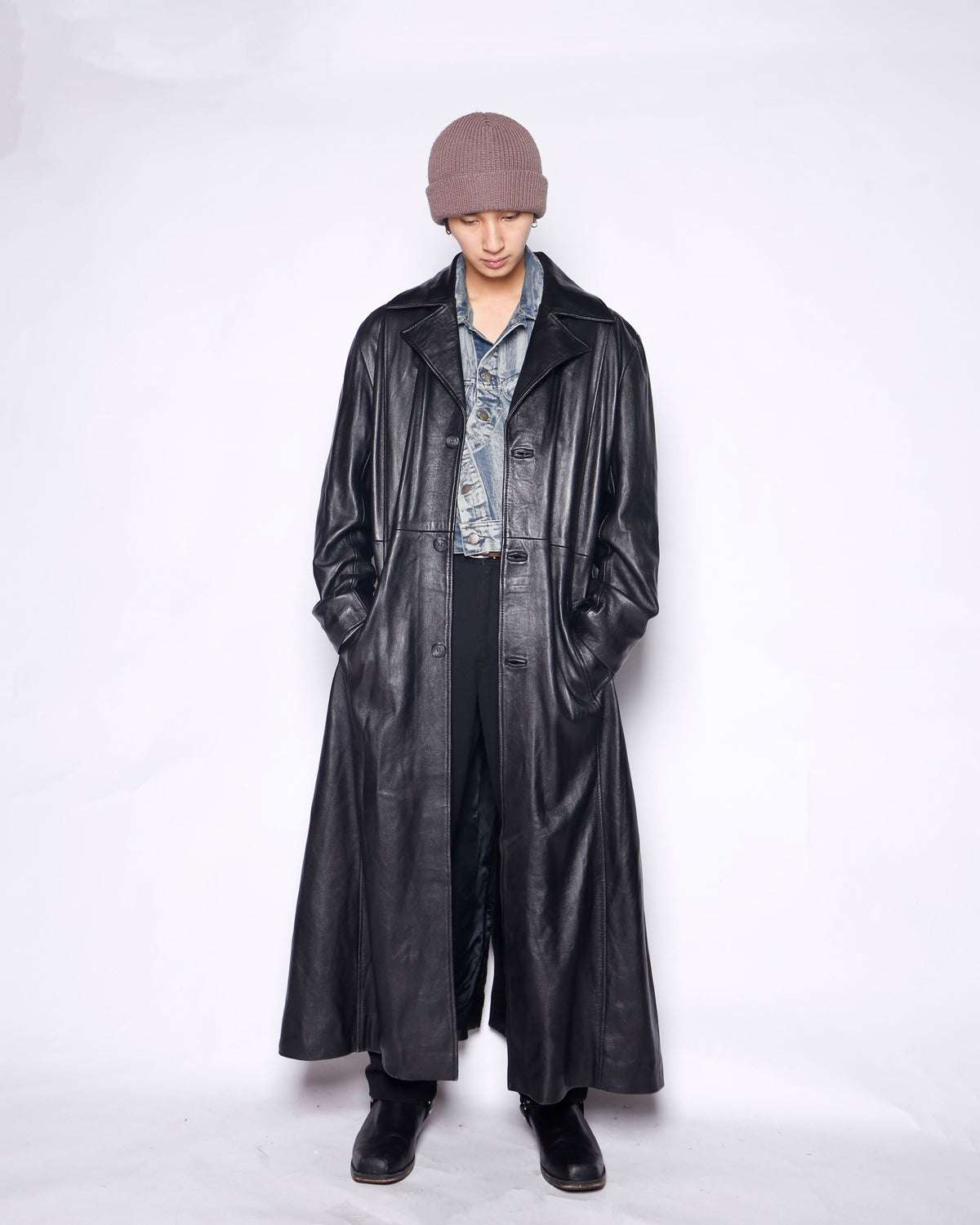 vintage iceberg super long leather coat