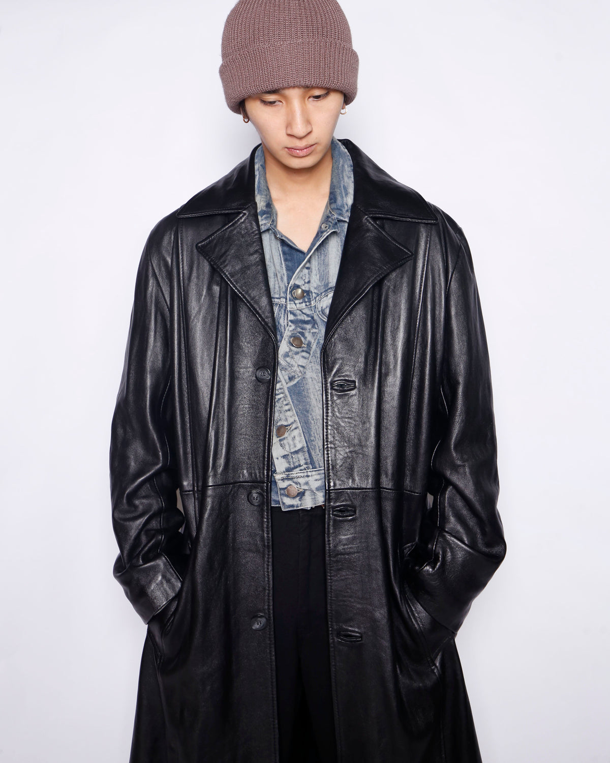 vintage iceberg super long leather coat