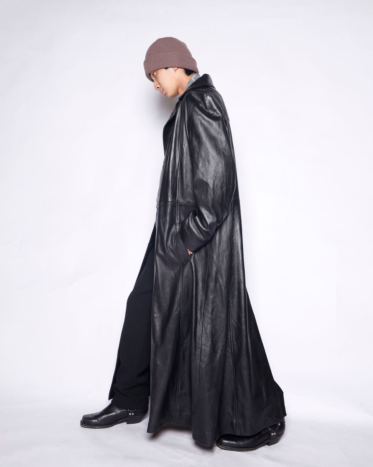 vintage iceberg super long leather coat
