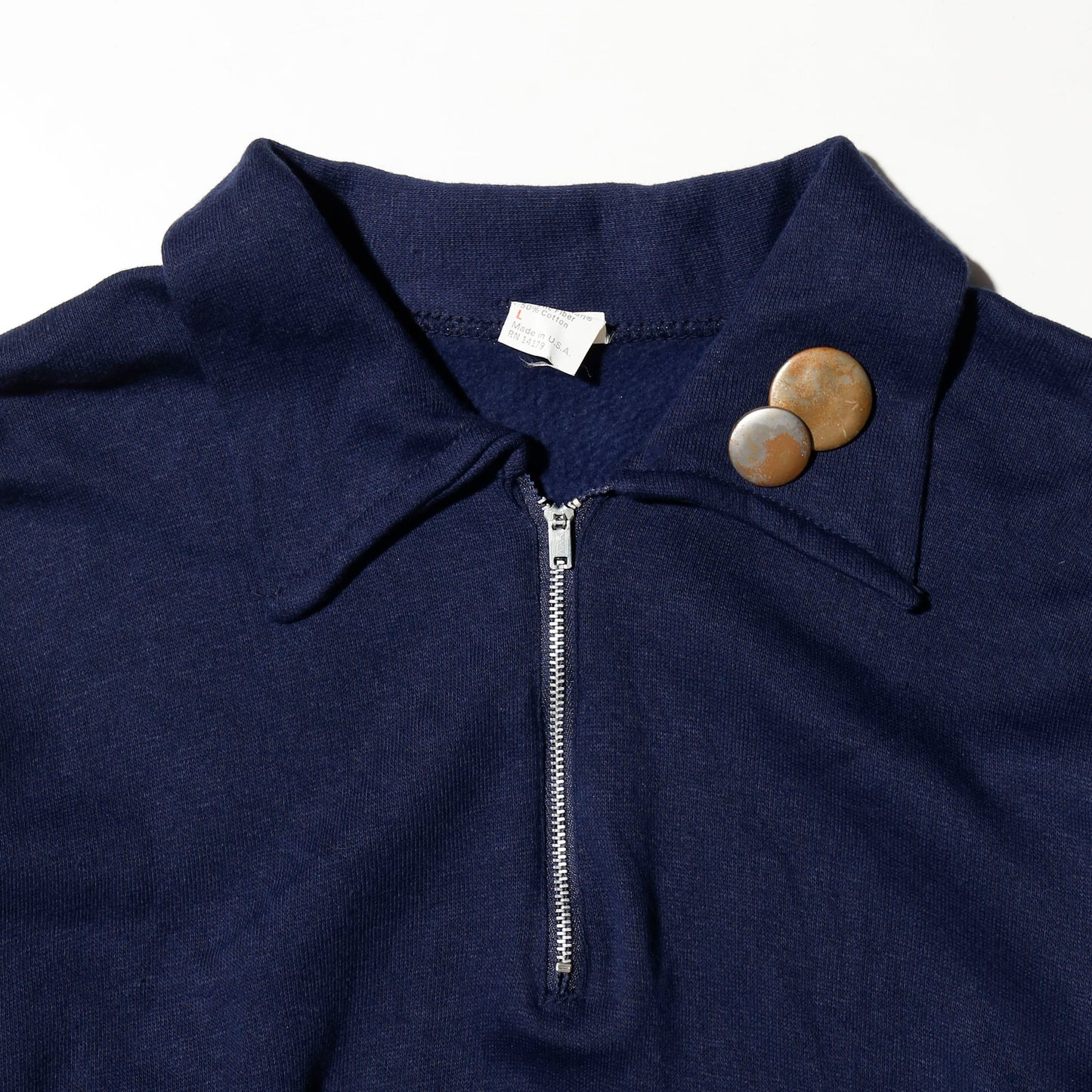 vintage 70-80's half zip pullover, with copper badge