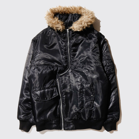 *one-off unbalance hooded bomber jacket