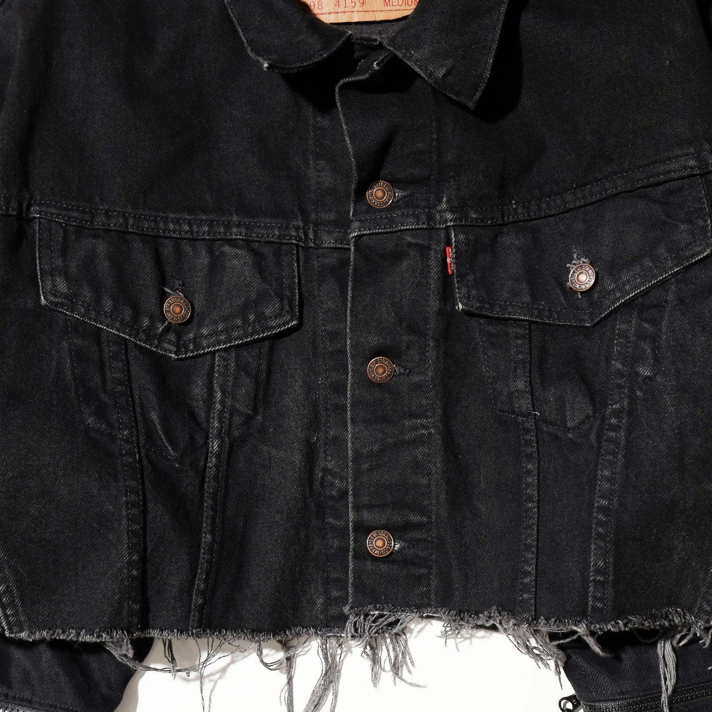 *one-off fringe zipped trucker jacket