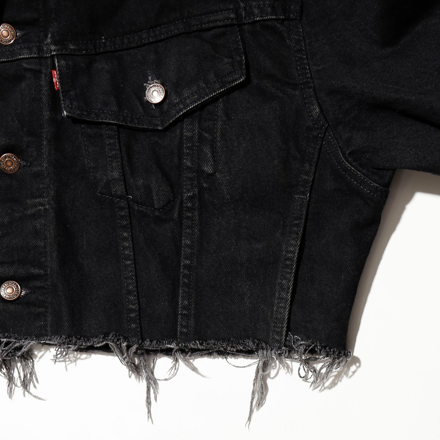 *one-off fringe zipped trucker jacket