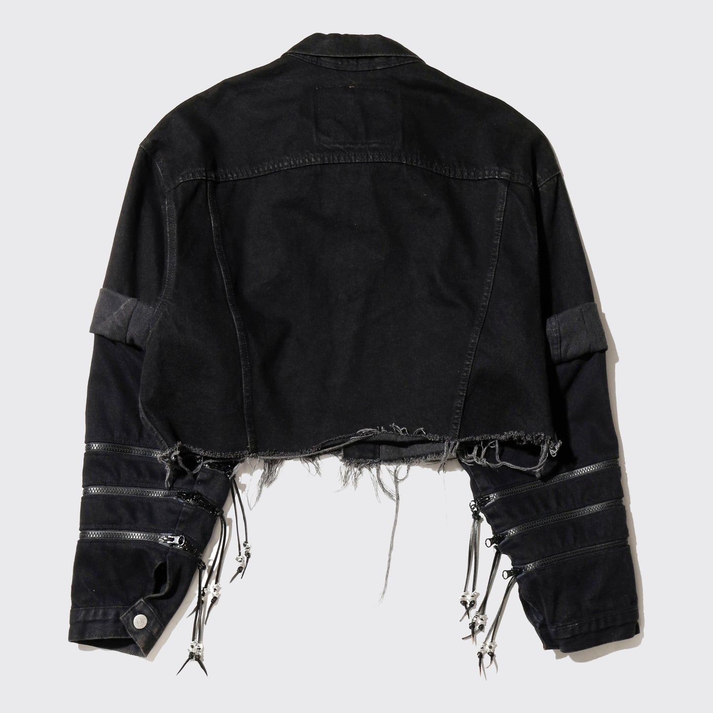 *one-off fringe zipped trucker jacket