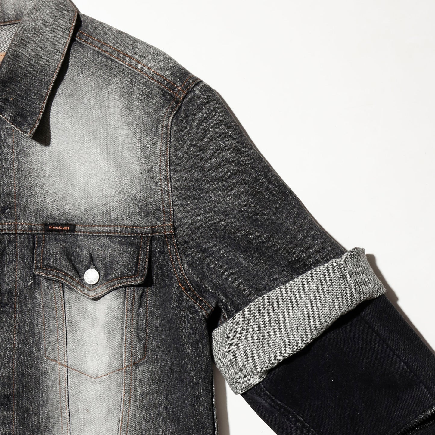 *one-off fringe zipped acid trucker jacket