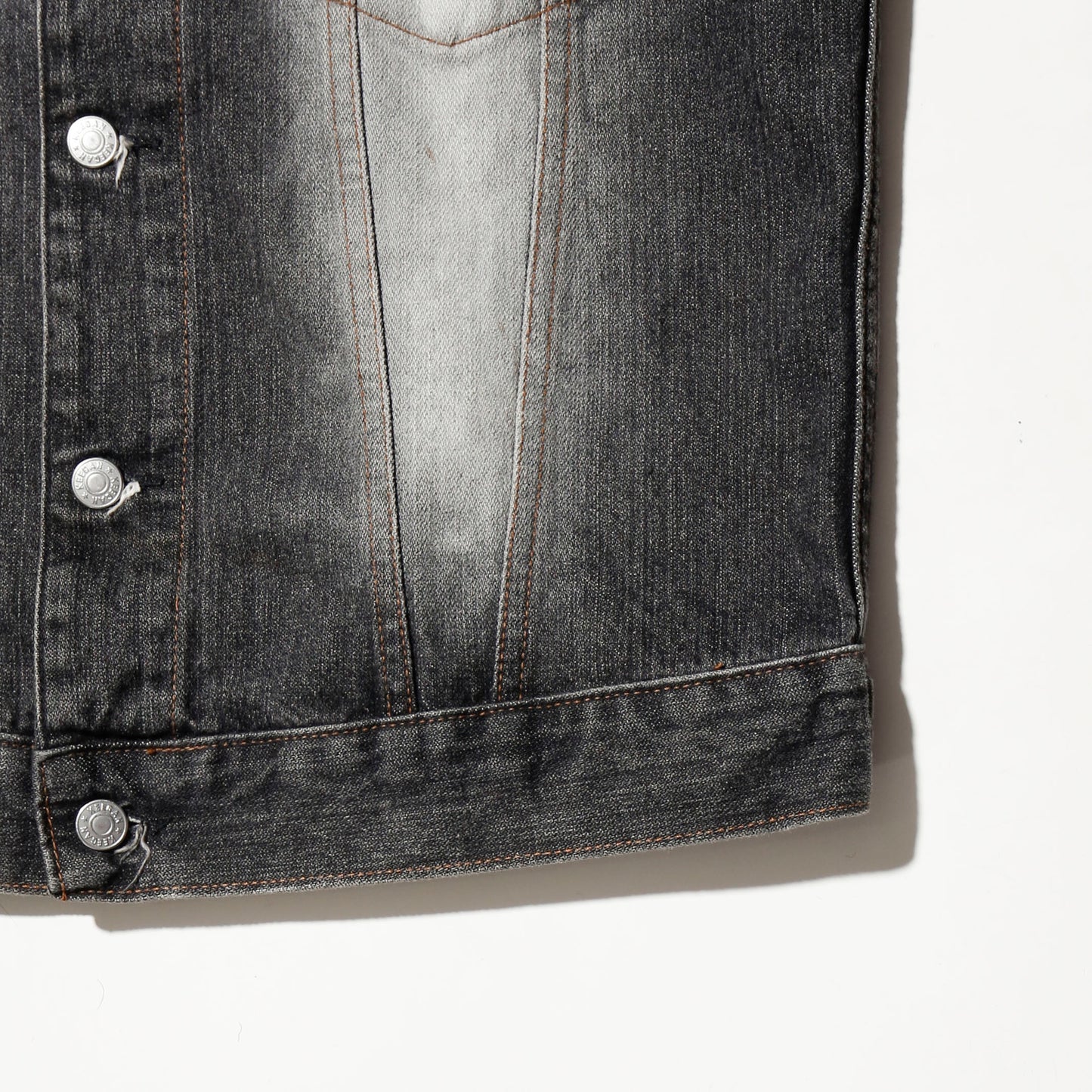 *one-off fringe zipped acid trucker jacket