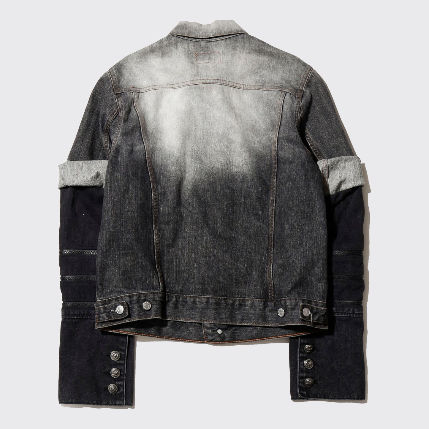 *one-off fringe zipped acid trucker jacket