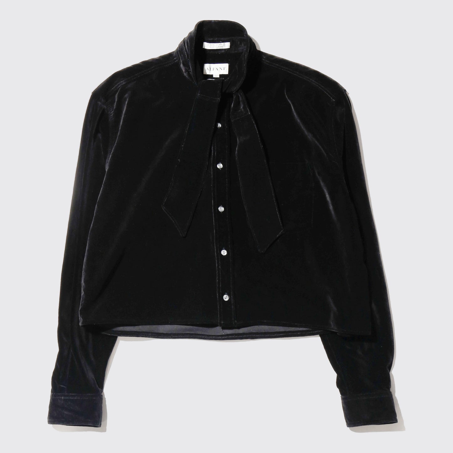 *one-off cropped bowtie velvet shirt