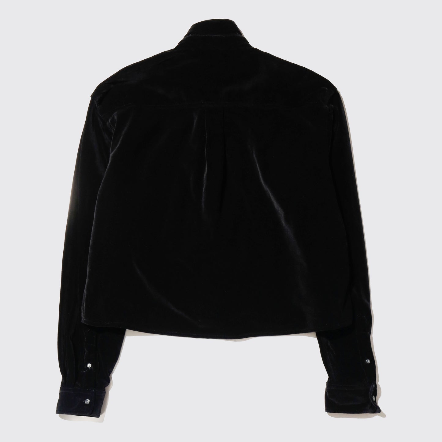 *one-off cropped bowtie velvet shirt